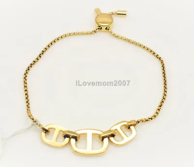 ❤️ AUTHENTIC Michael Kors Gold Tone Chain Bracelet Bangle MK POUCH + Jewelry BOX • $64