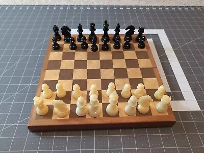 Vintage Chess Set - High Detail PLASTIC (possibly Bakelite) Pieces - Wood Board  • $18.88