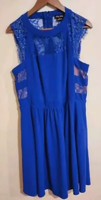 City Chic Blue Lace Fit & Flare Dress Size XS/14 VGC • $24