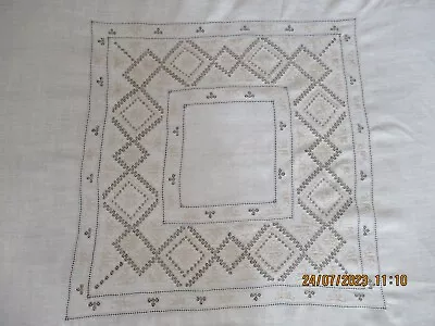 Antique Vintage EMBROIDERED TABLECLOTH Italian 50  Sq Approx Hardanger • $39.99