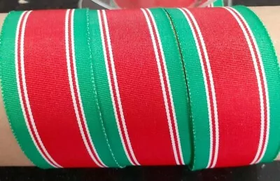 £2.50 • Buy Grosgrain Multicoloured Striped Ribbon With Woven Edge - Available In 2m Lengths