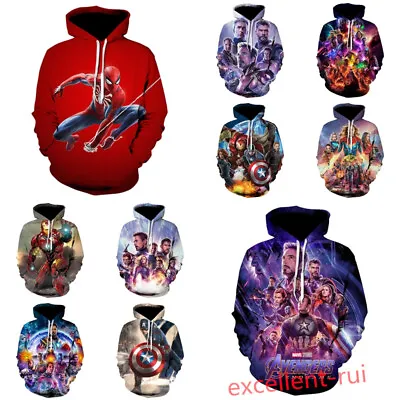 £17.59 • Buy 3D Marvel Avengers Spiderman Hoodies Sweatshirt Hooded Top Jumper Pullover Coat