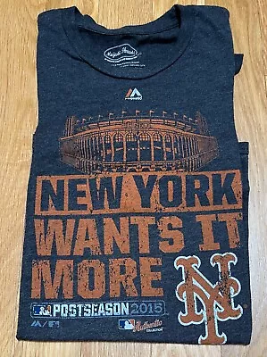 NEW MLB New York Mets 2015 NY Wants It More T-shirt Black Size L • $5