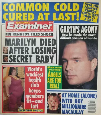 National Examiner Nov 24 1992 FBI Marilyn Monroe Secret Baby - Garth Brooks • $14.95