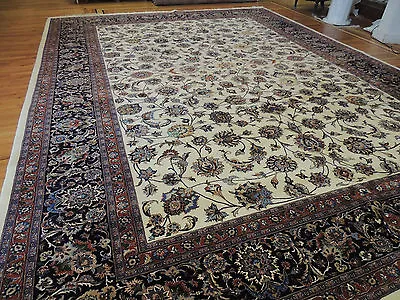 12x15 RUG Silk Flowers Floral Wool Oriental Area Rug Ivory Purplehand-knotted • $11990