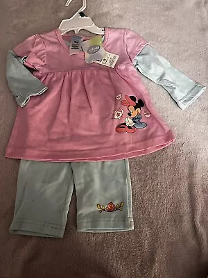 Disney Jr Minnie Mouse Baby Girls Leggings Shirt Outfit Size 12 Months NEW  • $20