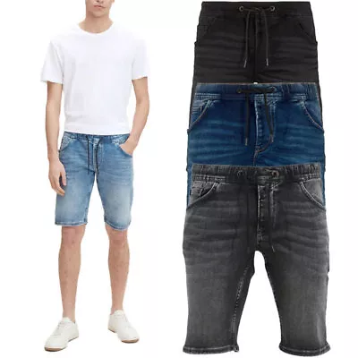 TOM TAILOR Mens Denim Shorts Stretch Roll Up Casual Denim Jeans Summer Half Pant • £14.99