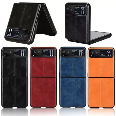 For Motorola Moto Razr 40 Stitching Leather Fabric Coated Rubber Hard Case Cover • $5.99