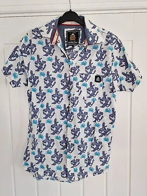 £16 • Buy Old Guys Rule Short Sleeve Shirt S Hawaiian Crab Anchor 100% Cotton Button Up