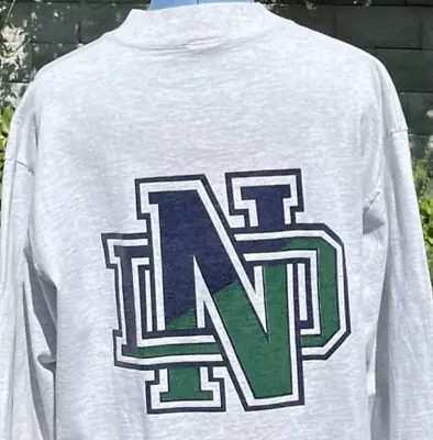 Vintage Notre Dame University XL Long Slv Mock Neck T-Shirt Made In USA MV Sport • $24.26