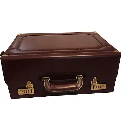 Ventura Leather Briefcase Doctor Boardroom Lawyer Locking Attaché Burgundy VTG • $189.95