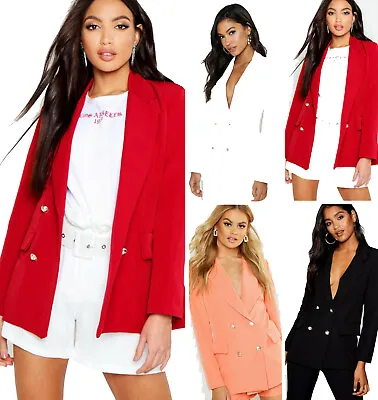 £15.99 • Buy Womens Ladies Double Breasted Military Gold Button Collared Duster Blazer Jacket