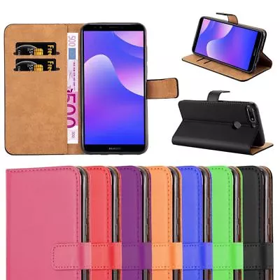 Huawei Y7 2018 Phone Case Leather Wallet Flip Folio Stand View Cover For Huawei • £5.95