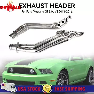 2PCS Exhaust Header Fit Ford Mustang 2011-2016 GT 5.0/302 V8 Stainless Steel • $279.65