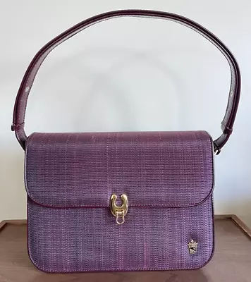 Vintage La Laurent Handbag Paris New York Horsehair Textured Classic Burgundy • $64.99
