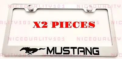 2X Mustang Stainless Steel Chrome Mirror Finished License Plate Frame Holder • $22.99