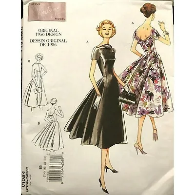 Vogue V1084 Vintage Model Original 1956 Design 2 Styles Dresses Uncut Size 14-20 • $20.47