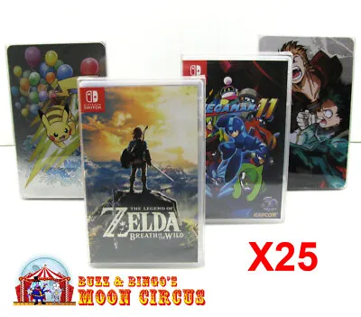 25x NINTENDO SWITCH PLASTIC & STEELBOOK GAMES - CLEAR PROTECTIVE BOX PROTECTOR  • $24.98