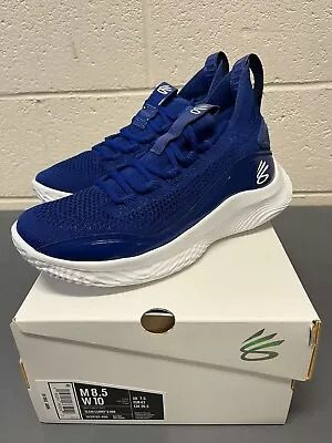 Size 8.5 - Under Armour Team Curry 8 NM 3024785-400 Royal White Basketball Shoes • $39.99