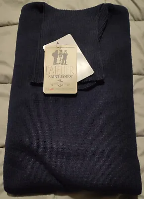 Saint James Roule 1 Sailor Jumper Navy 100% Wool Turtle Neck Made In France BNWT • £149.99