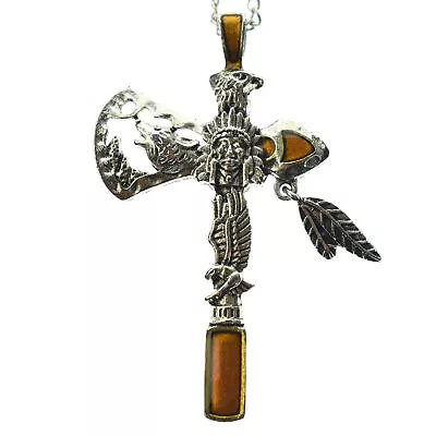 Cross Hatchet Wolf Eagle Pendant Necklace Vintage Jewelry Gift Christmas • $7.98