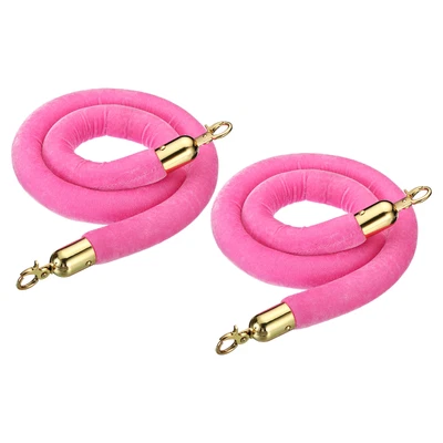 £31.31 • Buy 4 Feet Pink Velvet Stanchion Rope Crowd Control Barrier Rope, Golden 2pcs