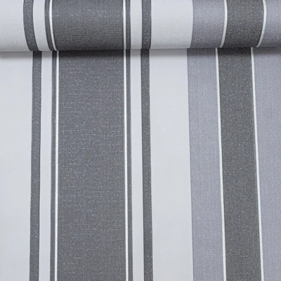 £11.95 • Buy Arthouse Charcoal Grey White Stripe Heavyweight Wallpaper Glitter Metallic Vinyl