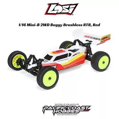 Losi 1/16 Mini-B 2WD Buggy Brushless RTR Red LOS01024T1 • $249.99
