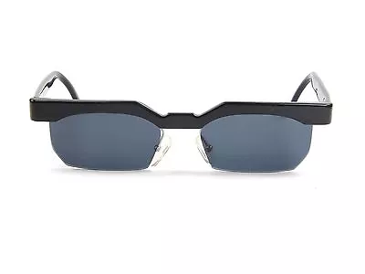 European German Designer Maske NY Rectangular Black Rimless Eccentric Sunglasses • $349