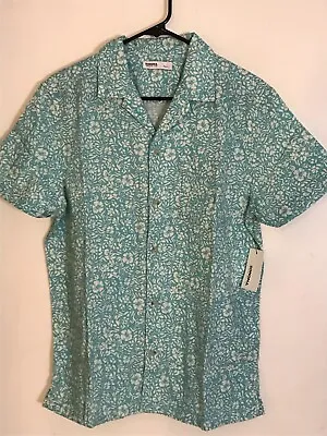 S Men's SONOMA Vintage Turquoise Floral Hawaiian Shirt NEW WITH TAGS • $44