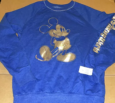 Disney Parks Make A Wish Blue Sweatshirt WDW Mickey MOUSE SILVER SIZE S M L XL  • $14.98