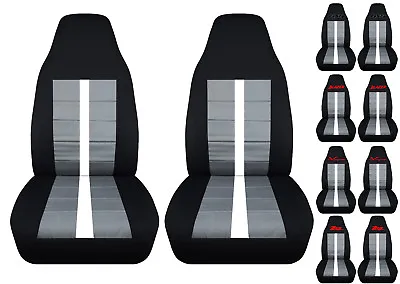 Fits Chevy S10 Bucket Front Car Seat Covers Black-silver W/xtreme/4x4/ZR2/SS... • $71.99