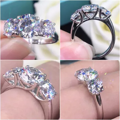 Women Jewelry 925 Silver Filled Ring Round Cubic Zircon Gorgeous Ring Sz 6-10 • £3.69