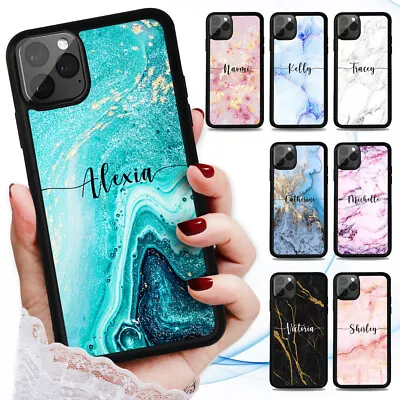$12.99 • Buy Personalised Name Marble Case Cover For IPhone 15  14 13 12 11 Pro Max 8 Plus XR