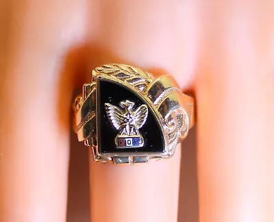 Heavy Vintage 10K Solid Gold  FOE Fraternal Order Of Eagles Ring Size 11.25 • £477.28