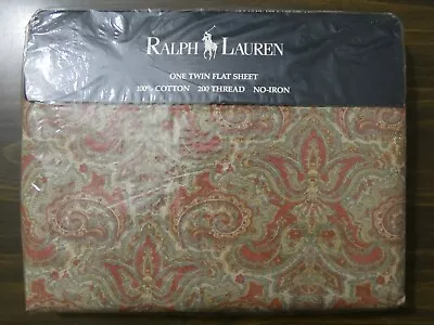 Vtg Ralph Lauren Irish Cottage Collection Bridget Pink 1 Twin Flat Sheet Cotton • $55