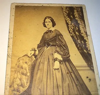 Antique American Civil War Fashion Stern Woman Providence Rhode Island CDV Photo • $30.59