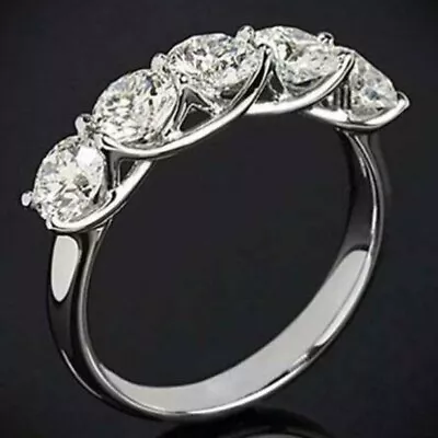 2 Carat Round Cut Certified DEF Moissanite Engagement Ring 14K White Gold Plated • $133.87