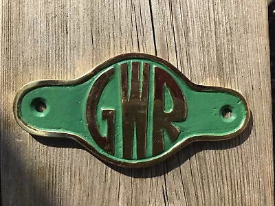 Cast Iron Metal GWR Great Western Railway Logo Name Plate Green / Brass Colour • £10.95