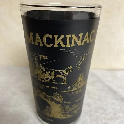 Vintage Mackinac Island Michigan Black & Gold Souvenir Glass Arch Rock Bridge • $12