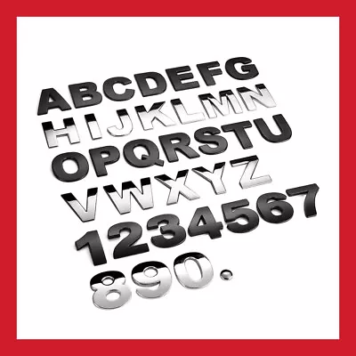 £0.99 • Buy Chrome & Black 3D Self-Adhesive Letter Number Car Badge Sticker Home Car UK FAST