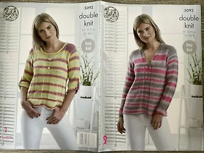 King Cole Knitting Pattern: Ladies Sweater & Top DK 32-42  5092 • £3.80