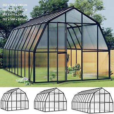 Walk-In Greenhouse With Base Frame Anthracite Aluminium Garden Plant Grow House • £776.94