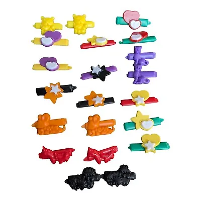  VTG 80s 90s Barrettes Plastic Hair Clip  Mixed Colors Bows Baby Barrettes Kids  • £17.37