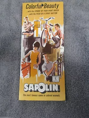 Vtg 1970's Sapolin Spray Paint 4 Fold Nos Sample Color Chip Chart Brochure • $8