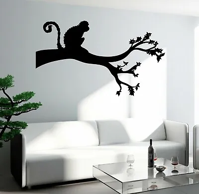 Wall Decal Monkey Animal Tree Branch Leaves Vinyl Sticker (ed2074) • $21.99