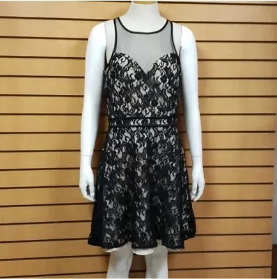 Minuet Black Floral Lace Sleeveless Dress Size Large • $24.18