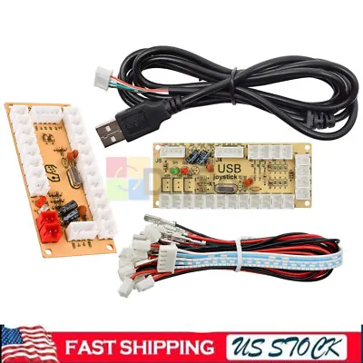 USB Arcade Encoder Zero Delay PC To Joystick 5PinMAME Sanwa Push Button+Cable US • $8.07