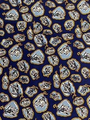 Vintage Rodeo Horses Blue Fabric 1 1/3 Yards X 44  Cotton  • $12.97