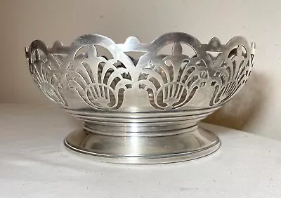 Antique Ornate Mappin And Webb Silver-plate Reticulated Centerpiece Footed Bowl • $175.49